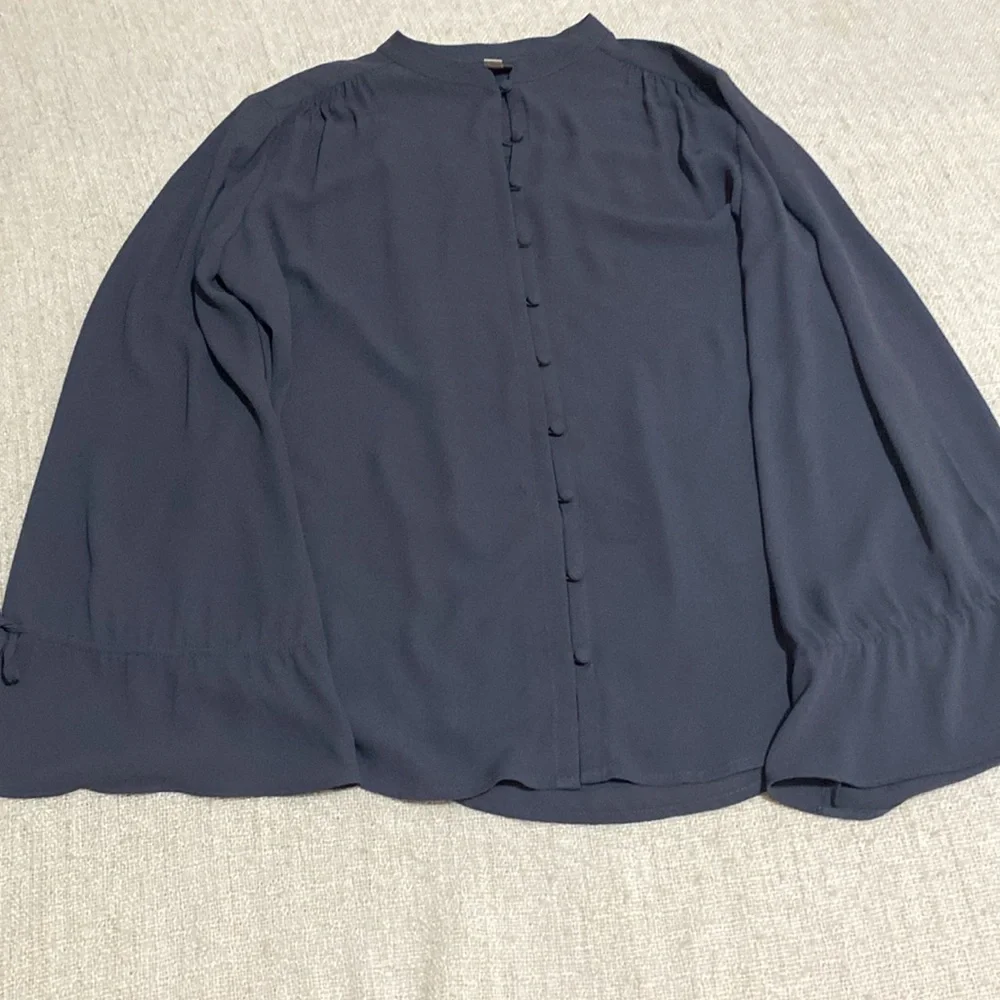 Loft Dark Gray Long Sleeve Button Down Blouse - Picture 8 of 9